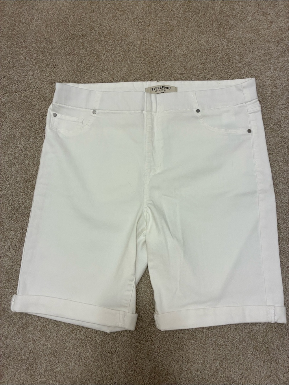 Liverpool White Women’s Stretch Cotton Shorts-Chloe